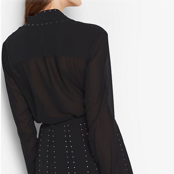 MICHAEL MICHAEL KORS Chiffon Tie-Neck Blouse - S - Picture 3 of 11